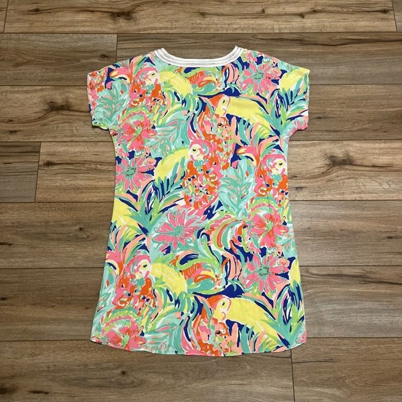 Lilly Pulitzer Harlow Tunic Dress SZ Small Casa Banana Tropical Floral Rayon - Picture 9 of 11